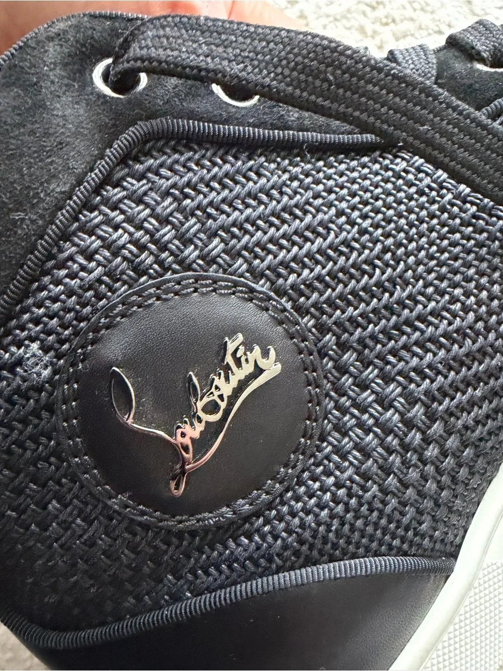 Men Black Embellished High-Top Sneakers